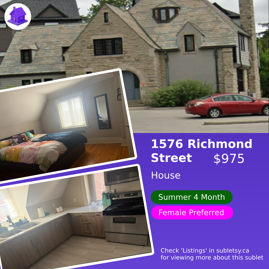 1576 Richmond Street - 4 month lease