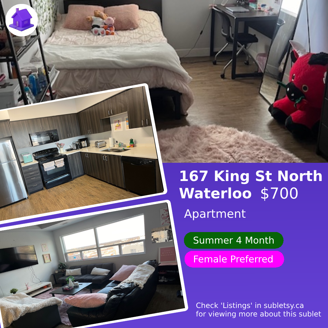167 King St North Waterloo - 4 month lease