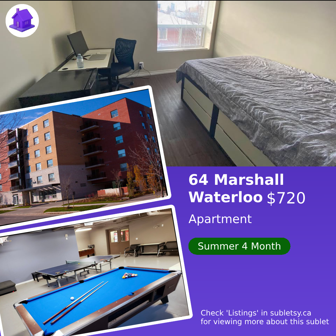 64 Marshall Waterloo - 4 month lease