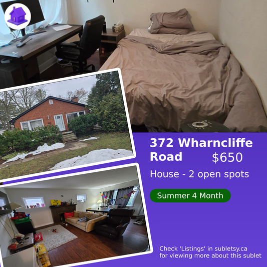 372 Wharncliffe Rd N London Ontario - 4 month lease